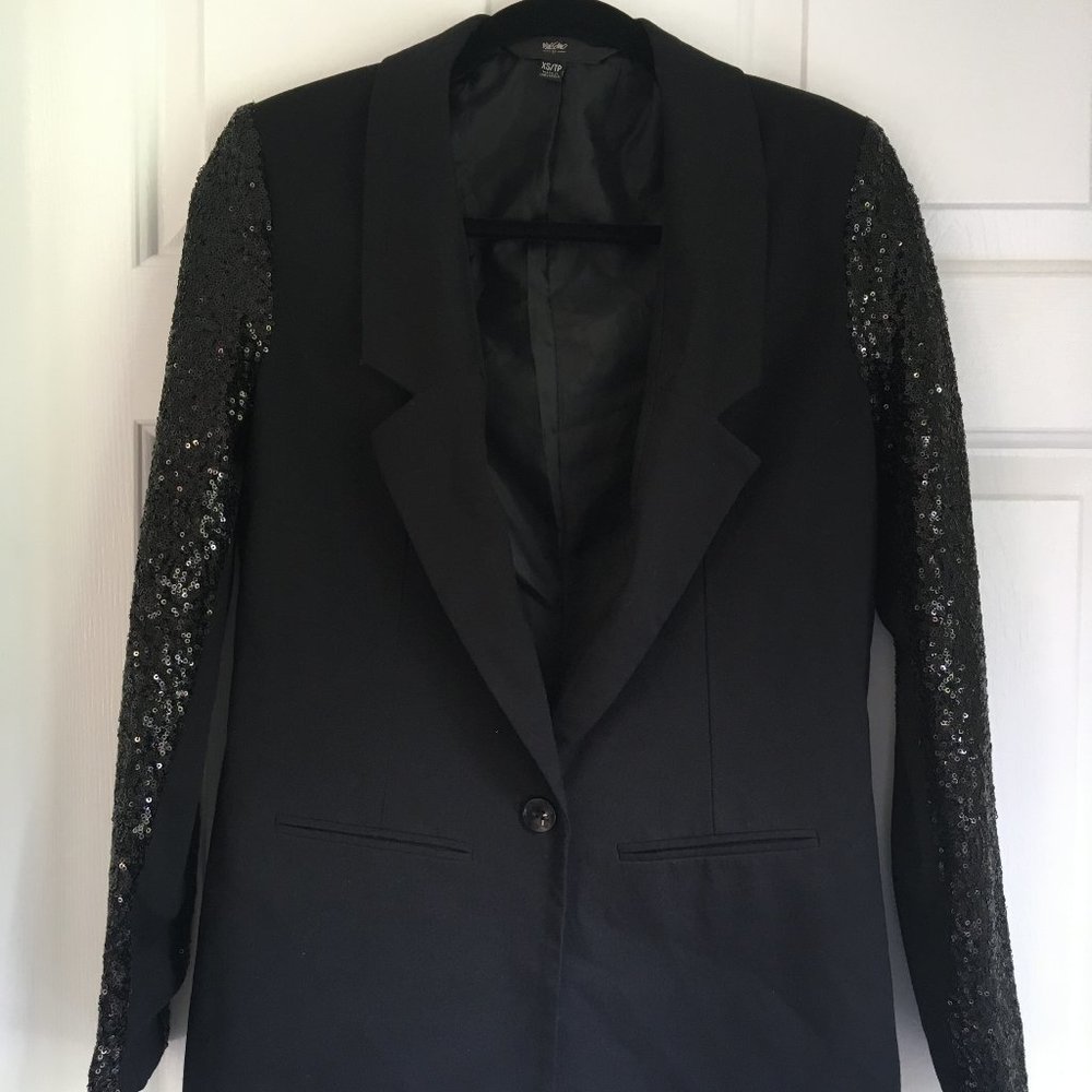 Mossimo Black Sequins Sleeve Blazer
